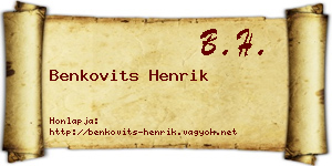 Benkovits Henrik névjegykártya