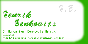 henrik benkovits business card